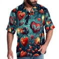 thumbnail image 1 of Love Men's Short Sleeve Beach Shirts Button Down Poplin Casual Printed Summer Unisex, 1 of 6