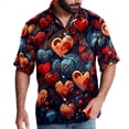 thumbnail image 1 of Love Men's Short Sleeve Beach Shirts Hawaiian Button Down Casual Summer Printed Unisex Top, 1 of 6