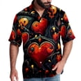thumbnail image 1 of Love Men's Short Sleeve Hawaiian Beach Shirts, Casual Printed Button Down Spread Collar Tops, Summer Unisex Style, 1 of 6