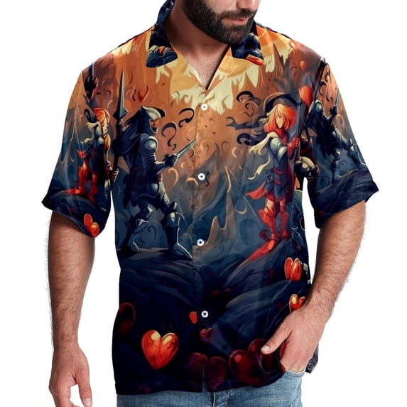 Love Men's Short Sleeve Shirts, Casual, Printed, Button Down, Beach Shirt - Spread Collar Tops for Summer Beach Fun