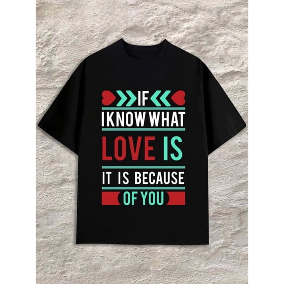 Greenink Love Is Because Men's black All-season fitness tops, stylish athletic looks, durable activewear Unique Design Unisex Shirt Short Sleeve tshirts Vintage Unisex