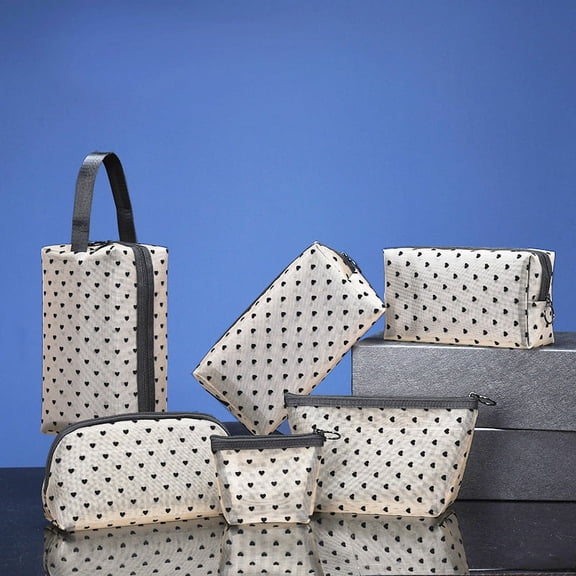 Love Mesh Cosmetic Bag Transparent Portable Lipstick Storage Bag Girl Travel Personalized Storage Bag Spot