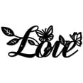 thumbnail image 1 of Love Metal Wall Decor Hanging Letter Signs Iron Black Iron Rustic Love Word Leaves Butterfly Art Decoration Sign Cutout 11.8 x 4.7 Inch, 1 of 6