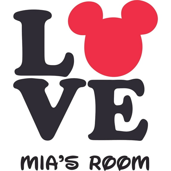 Love Micky Red Head Vinyl Mural Customized Name Wall Decal - Custom Vinyl Wall Art - Personalized Name - Baby Girls Boys Kids Bedroom Wall Decal Room Decor Wall Stickers Decoration Size (35x40 inch)
