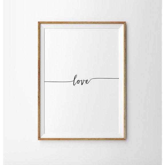 Love Minimalist Print, Love Script Wall Art, Typography Poster