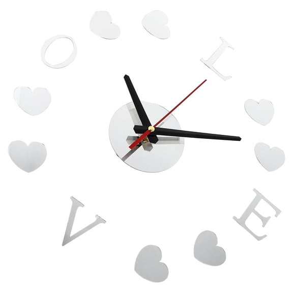 Love Mirror Wall Clock Stickers Acrylic Stick Clock Hanging Clock Bedroom Decor Kitchen Clocks Acrylic Wall Clock Office
