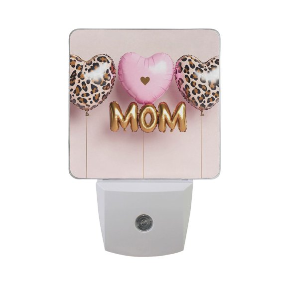 Love Mom Balloons Mothers Day LED Night Light with Smart Sensor Plug Into Wall Dusk to Dawn 2 packs