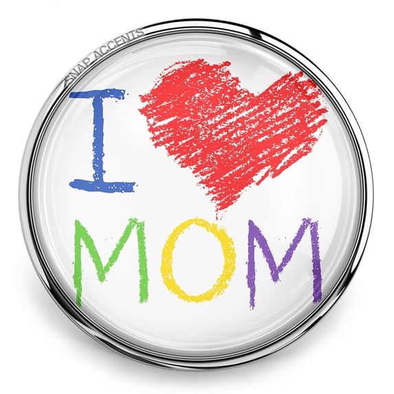 Snap Jewelry Love Mom Crayon, Multi-Color Ginger Charm 18MM Button, For Interchangeable DIY Customizable Accessories