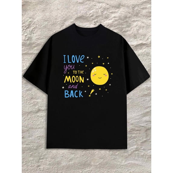 Love Moon Back Mens black summer and spring season Unique Design Unisex Shirt Graphic tshirts Basic Unisex Shirt Cotton tshirts Fashion Unisex Shirt Short Sleeve tshirts