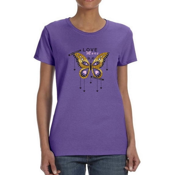 Love More Butterfly Shaped T-Shirt Women -Image by Shutterstock, Female Medium