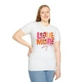 thumbnail image 1 of Love More Worry Less, Gildan Unisex Softstyle T-Shirt, Graphic Tee, S-3XL, 1 of 5