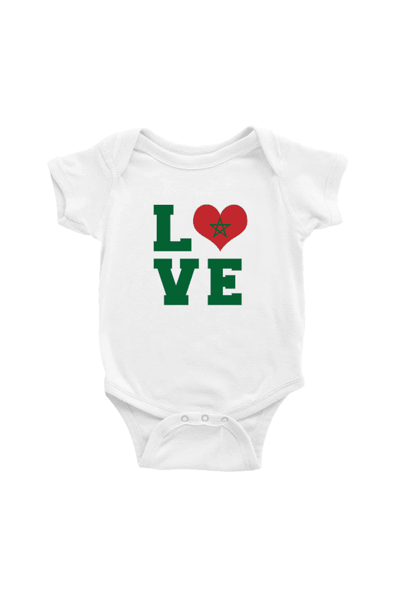 Love Morocco Flag Heart Cute Baby Rompers Baby Clothes (White, 0-3 Months)