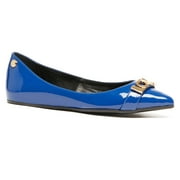 Love Moschino Blue Pointed Toe Patent Flats-9 for Womens