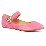 Love Moschino Pink Pointed Toe Mary Jane Flats-6-6 for Womens