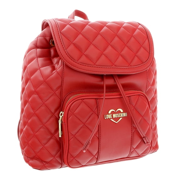 Love Moschino Red Quilted Flap Fashion Backpack for womens