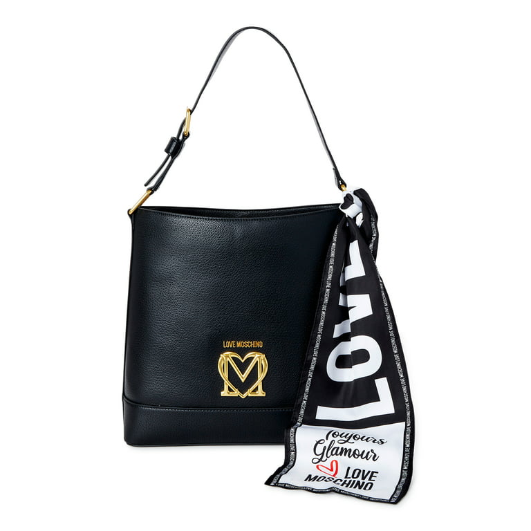 Love Moschino Women's Black Hobo Bag with Scarf