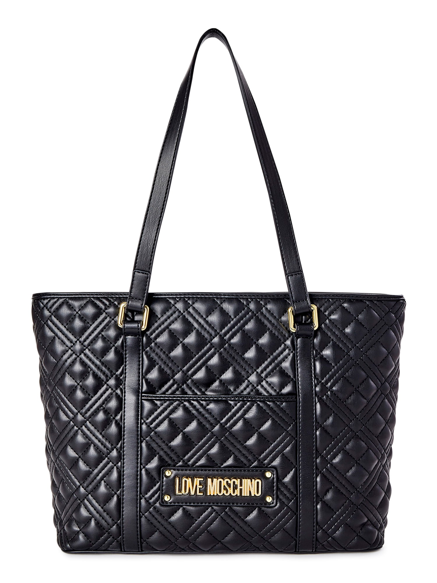 Moschino Women's M Logo Quilted Leather Shoulder Bag