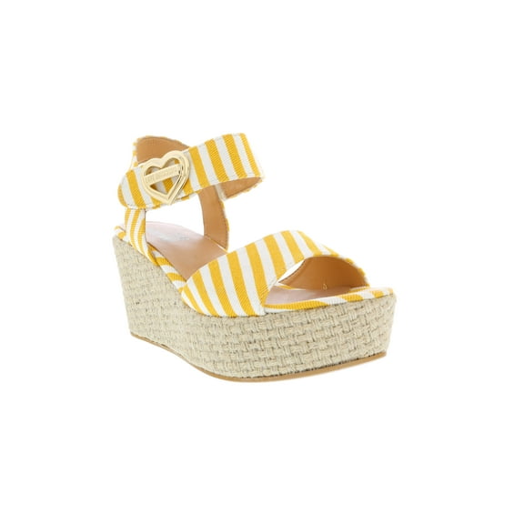 Love Moschino Yellow Striped Wedge Heel Sandal-6 for Womens