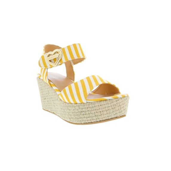 Love Moschino Yellow Striped Wedge Heel Sandal-8 for Womens