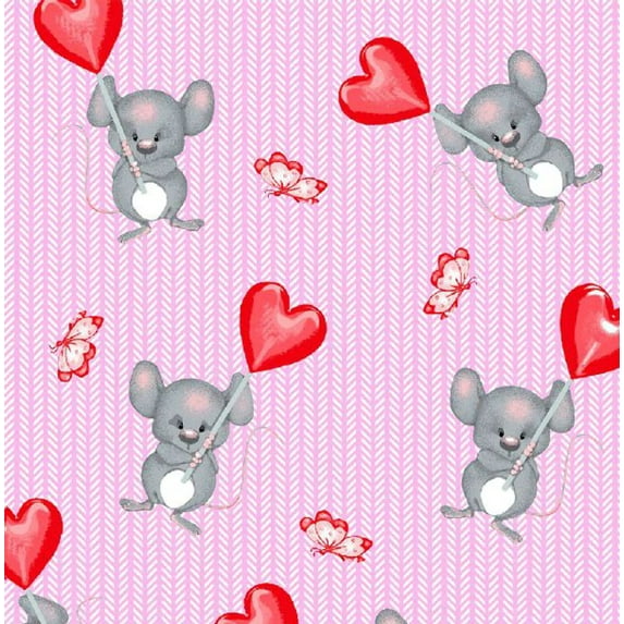 Love Mouse Comfy Flannel Fabric
