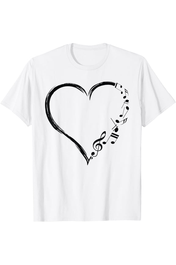 Love Music Musician Heart With Notes Clef Funny Musicians T-Shirt
