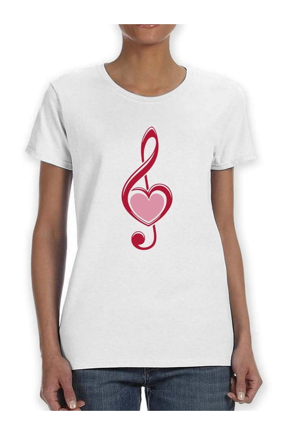 Love Music Note Shaped T-Shirt Women -Smartprints Designs, Female Medium