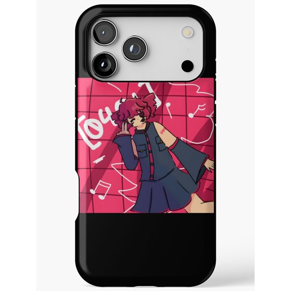 Love Music Notes and Red-Haired Anime Character Tough Case for Apple iPhone, Polycarbonate and TPU