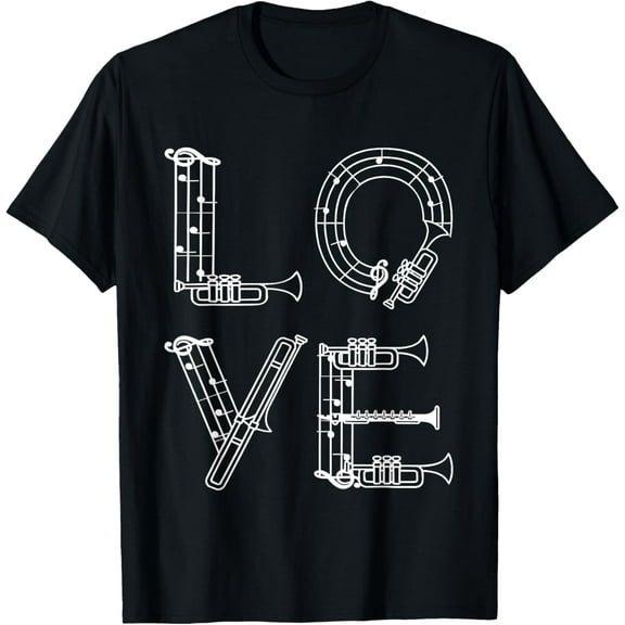 Love Music T-Shirt Musical Instrument Notes Clef Graphic Tee
