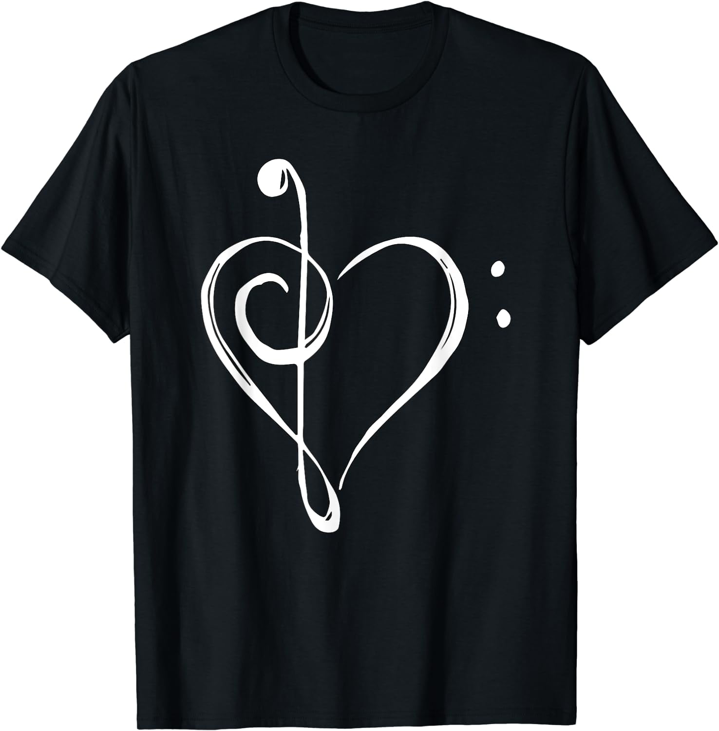 Love Music - Treble and Bass Clef Heart T-Shirt T-Shirt - Walmart.com