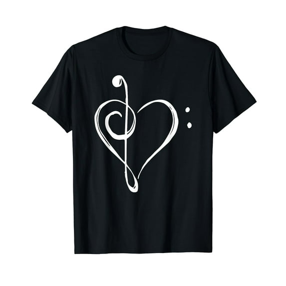 Love Music - Treble and Bass Clef Heart T-Shirt T-Shirt