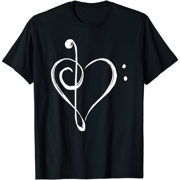 Love Music - Treble and Bass Clef Heart T-Shirt T-Shirt