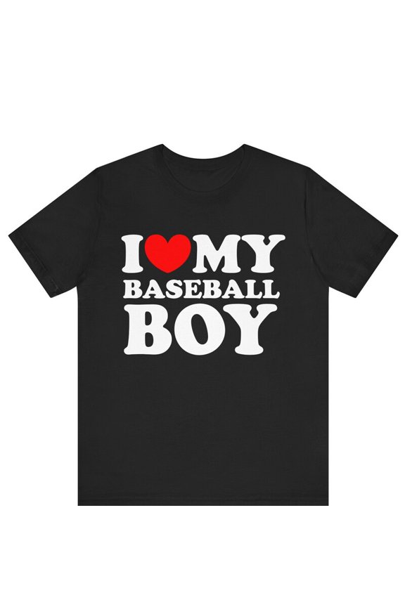 Love My Baseball Boy Heart Sport Fan Relationship Graphic Novelty Tee,for men and women up to 5XL
