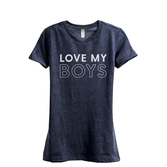Love My Boys Women's Fashion Relaxed T-Shirt Tee Heather Navy 2X-Large