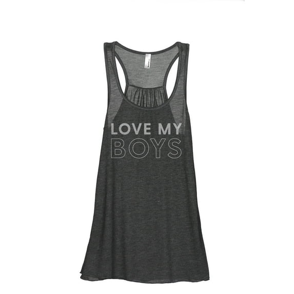 Love My Boys Women's Fashion Sleeveless Flowy Racerback Workout Yoga Tank Top Charcoal Grey 2X-Large
