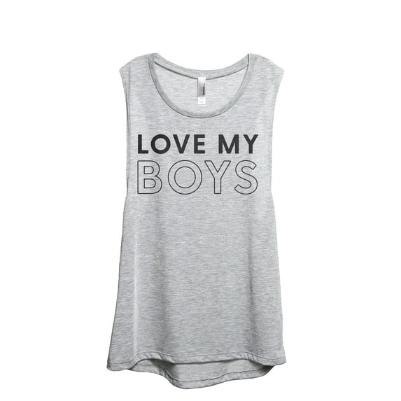 Love My Boys Women's Fashion Sleeveless Muscle Workout Yoga Tank Top Sport Grey 2X-Large