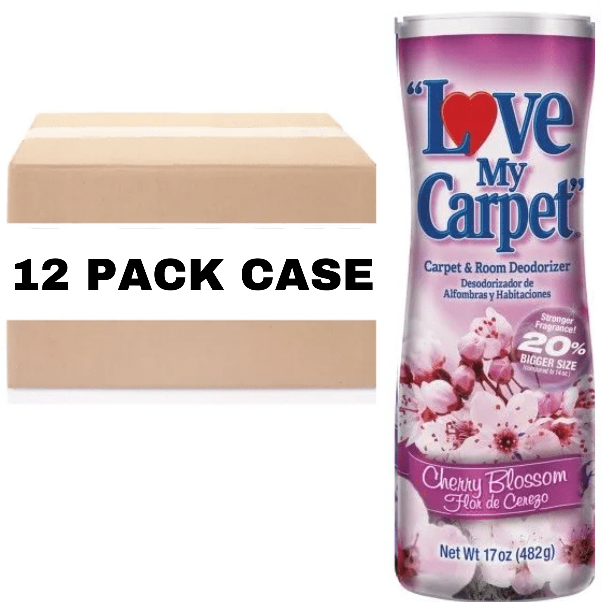 Love My Carpet Room Deodorizer CHERRY BLOSSOM 17 Oz. Each Container (Pack Of 12 CASE BOXED)