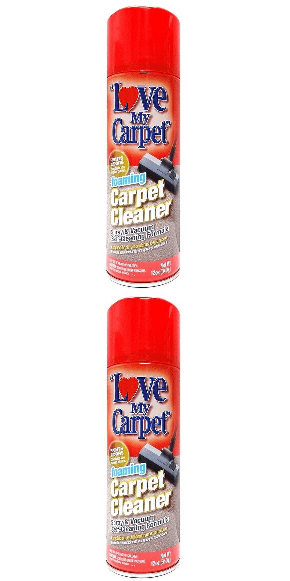 Love My Carpet foaming CARPET CLEANER Spray & Vacuum Self-Cleaning Formula, 12 oz, (2 Pack)