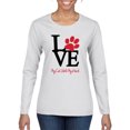 thumbnail image 1 of Love My Cat Stole My Heart Red Footprints Animal Lover Womens Graphic Long Sleeve T-Shirt, White, Medium, 1 of 3