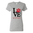 thumbnail image 1 of Love My Cat Stole My Heart Red Footprints Animal Lover Womens Graphic T-Shirt, Heather Grey, X-Large, 1 of 3