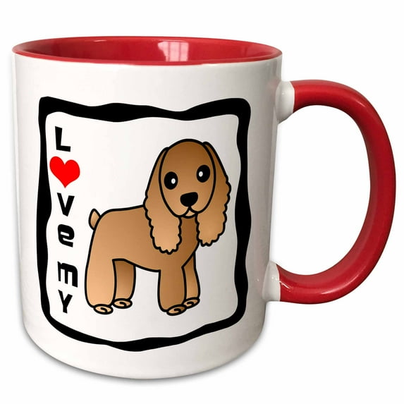 3drose, Love My Cocker Spaniel Tan, 15oz Two-tone Red Mug