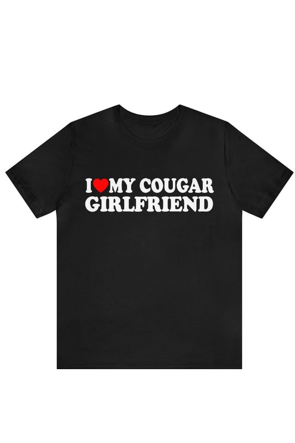 Love My Cougar Partner Heart Age Gap Humor Graphic Novelty Tee Shirt,for men and women up to 5XL