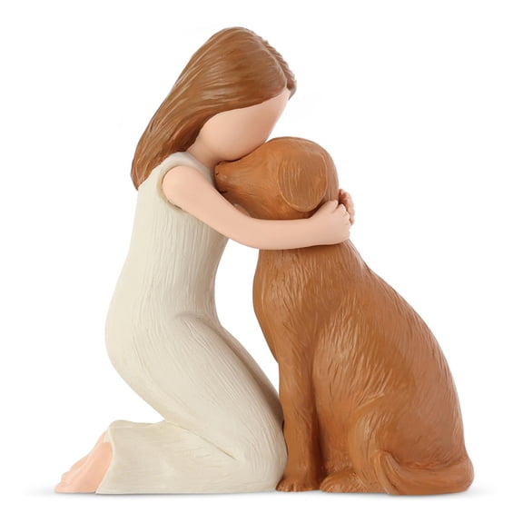 Love My Dog Figurines Statues, Dog Angel Friendship Remembrance Gifts, Sculpted Hand-Painted Figures for Dog Lovers B