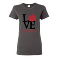 thumbnail image 1 of Love My Dog Stole My Heart Red Pawprints Pop Culture Womens Graphic T-Shirt, Charcoal, Small, 1 of 3
