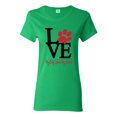 thumbnail image 1 of Love My Dog Stole My Heart Red Pawprints Pop Culture Womens Graphic T-Shirt, Kelly, X-Large, 1 of 3