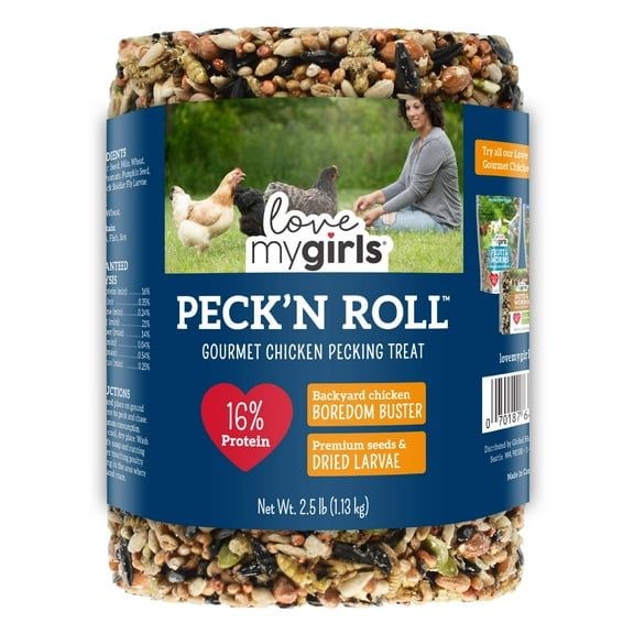 Love My Girls Peck 'N Roll Boredom Buster for Chickens, 2.5 lb. Seed Log, 1-Pack