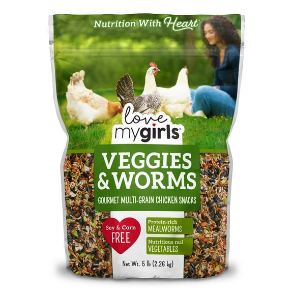 Love My Girls Veggies & Worms Gourmet Multi-Grain Chicken Treats, 5 lb. Bag, 1-Pack