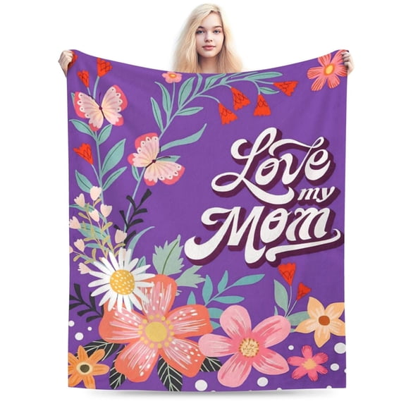 Love My Mom,Mom Blanket Birthday Gifts from Daughter Son, Unique Gifts for mom Wife, Presents for Mother 50x40