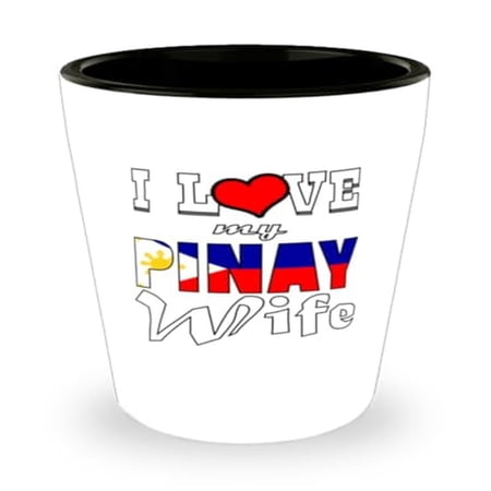 Love My Pinay Wife Filipino Shot Glass, 1.5oz Mini Glassware, Unique Relationship Gift for Husband, Perfect Celebrations and Casual Drinks