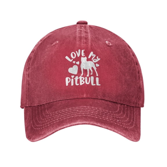 Love My Pitbull Adult Adjustable Classic Washed Casquette Cap Hat Baseball Cap For Man For Woman