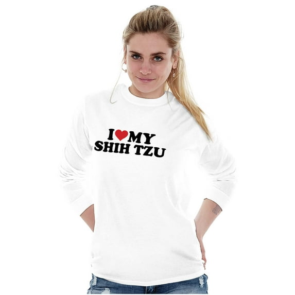 Love My Shih Tzu Dog Owner Funny Pet Women Plus Size Long Sleeve Graphic Tee Brisco Brands 2X